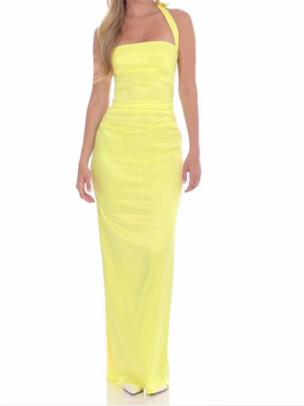 Lucy In The Sky Neon Yellow Halter Maxi Dress